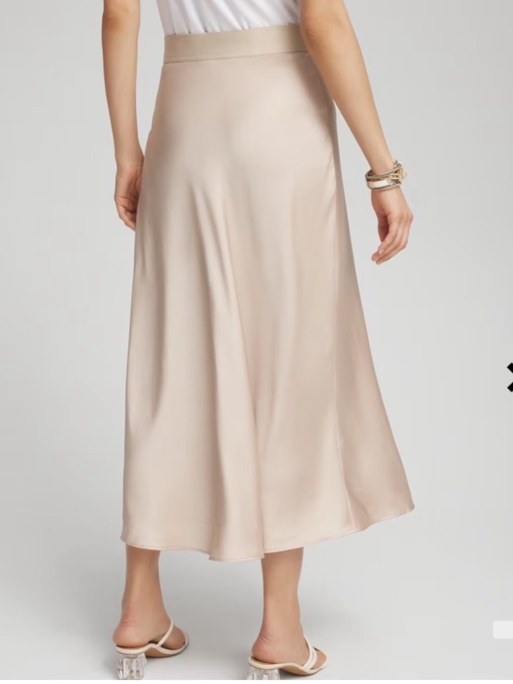 Black Label by Chico’s Champagne Satin A-Line Maxi Skirt Size 12 New - Picture 5 of 11
